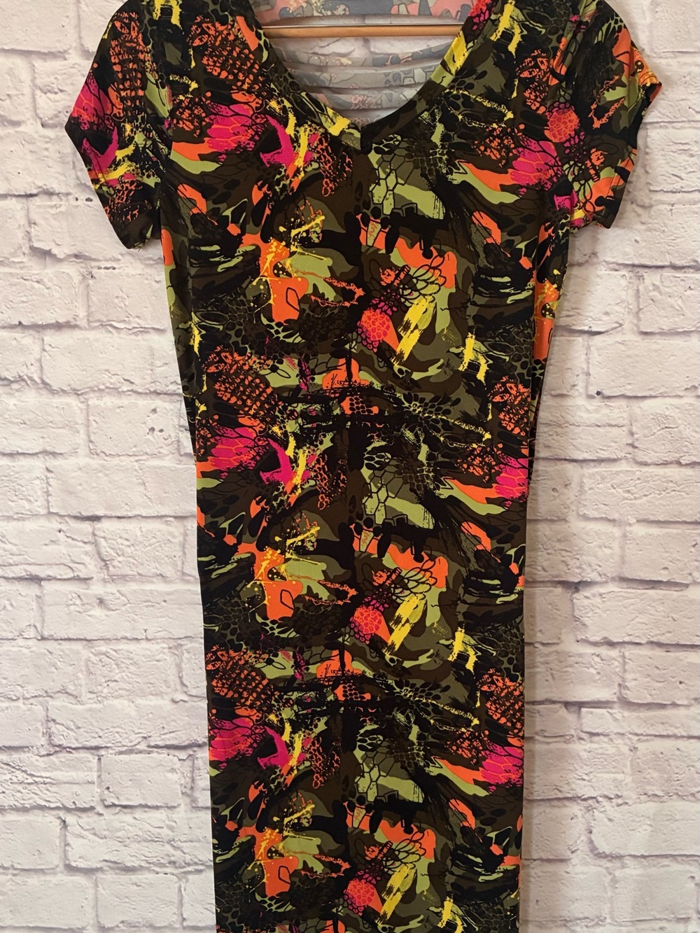 Rouge Women’s Multicolor Abstract Print V-Neck Dress - 2X